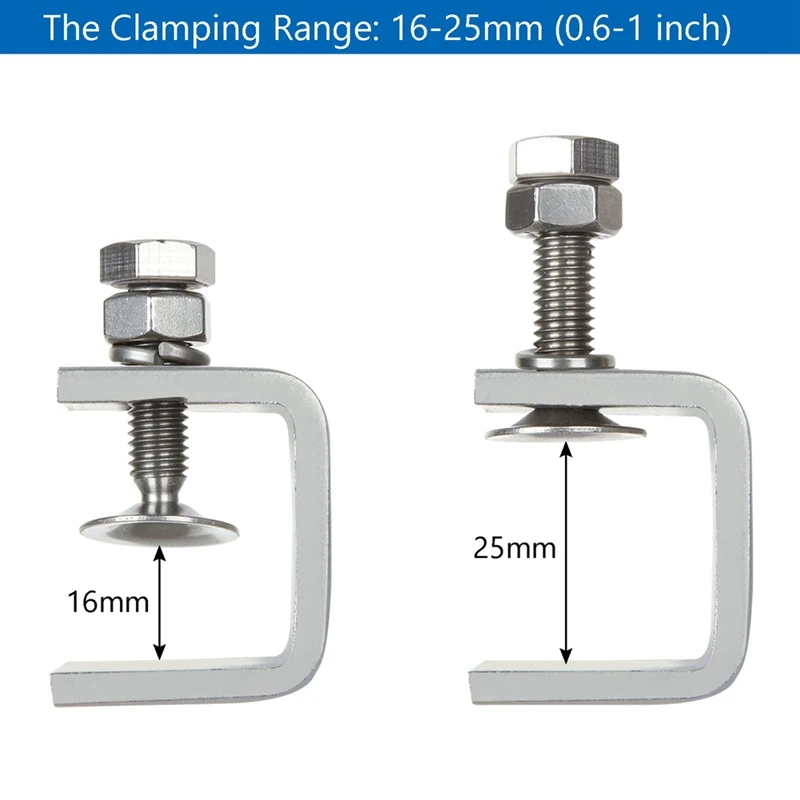 Pinces en acier inoxydable avec ouverture à large mâchoire stable, conception de faisceau en I, plage de serrage de 16 à 25mm, petites pinces en C, RapDuty