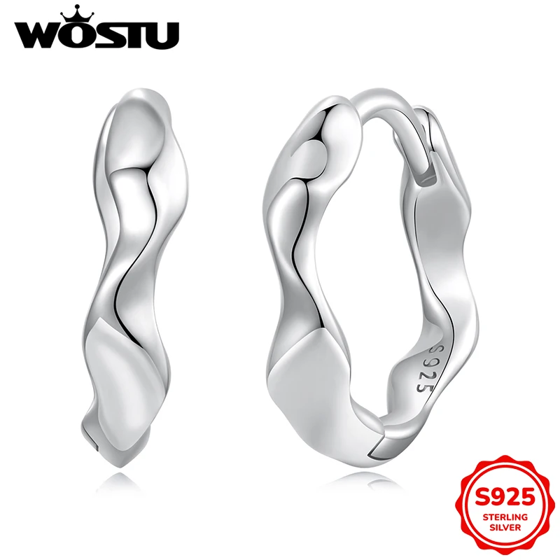 WOSTU 925 Sterling Silver Onda Semplice Orecchino A Cerchio Per Le Donne di Nozze di Fidanzamento Orecchio Burckles Gioielleria Raffinata Parte Regalo