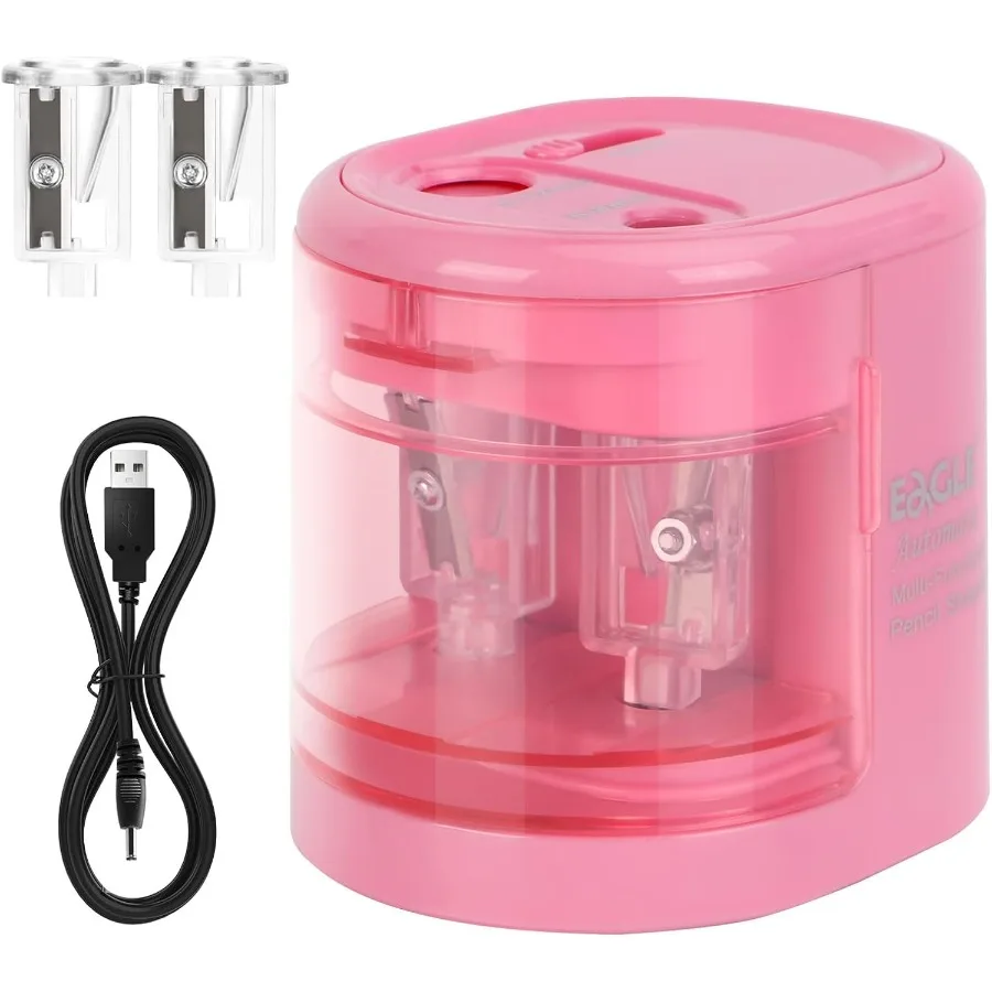 

Электрическая точилка для карандашей с питанием от аккумулятора или USB с двумя отверстиями и двумя лезвиями для эффективного заточки карандашей с.