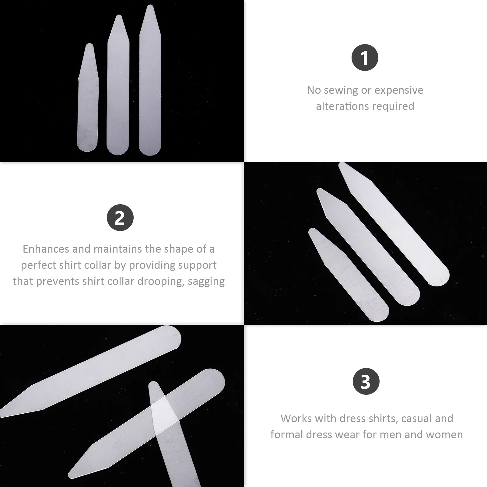 300 قطعة طوق شفاف يبقى متينة من مادة الحيوانات الأليفة ملحق القميص لا يتطلب الخياطة هدية مثالية للرجال ياقة القميص #3