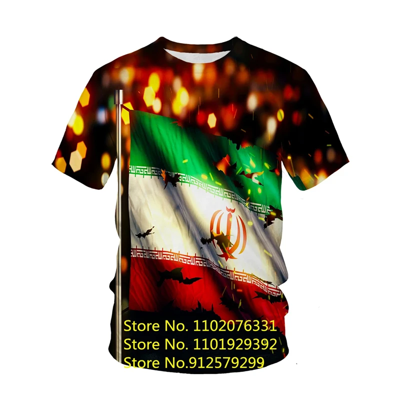 Hot Selling Men\'s Iran Flag 3D T-shirt Casual Tops Fashion O-neck Short Sleeve Persia Pattern Street Streetwear Tee Men Clothing