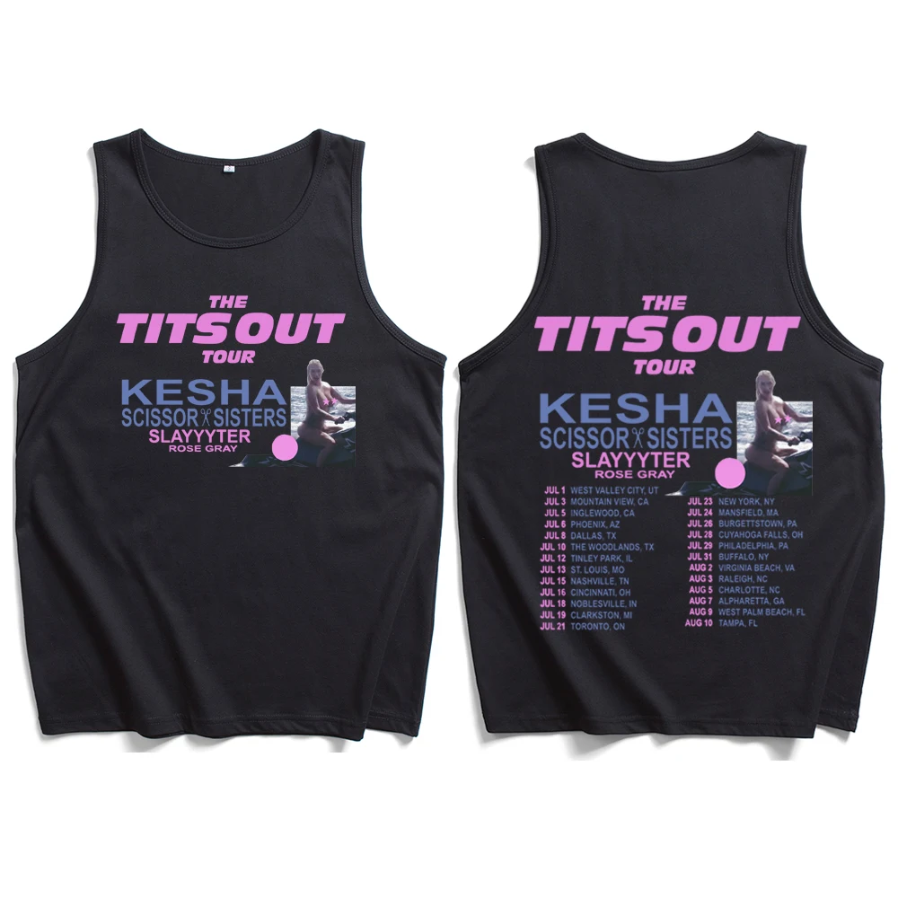 

Kesha The Tits Out Tour 2025 Tank Tops Vest Casual Sleeveless Fans Gift T-shirt