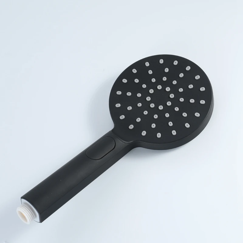 Three-Function Black Hand Held Shower Head Wall Mounted Household Round ABS Shower Head With Hose And Shower Holder