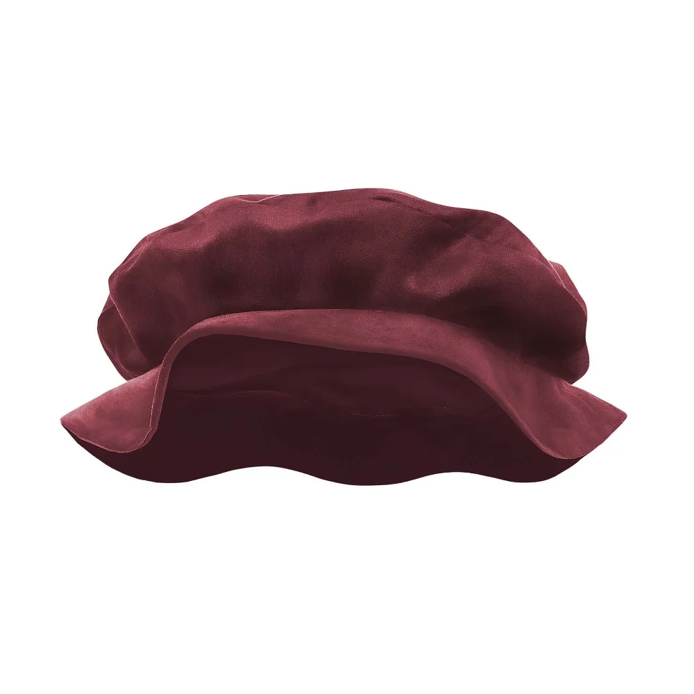 Faux Suede Medieval Flat Cap Soft Velvet Solid Color Mens Cosplay Cap Lightweight Design Elastic Band