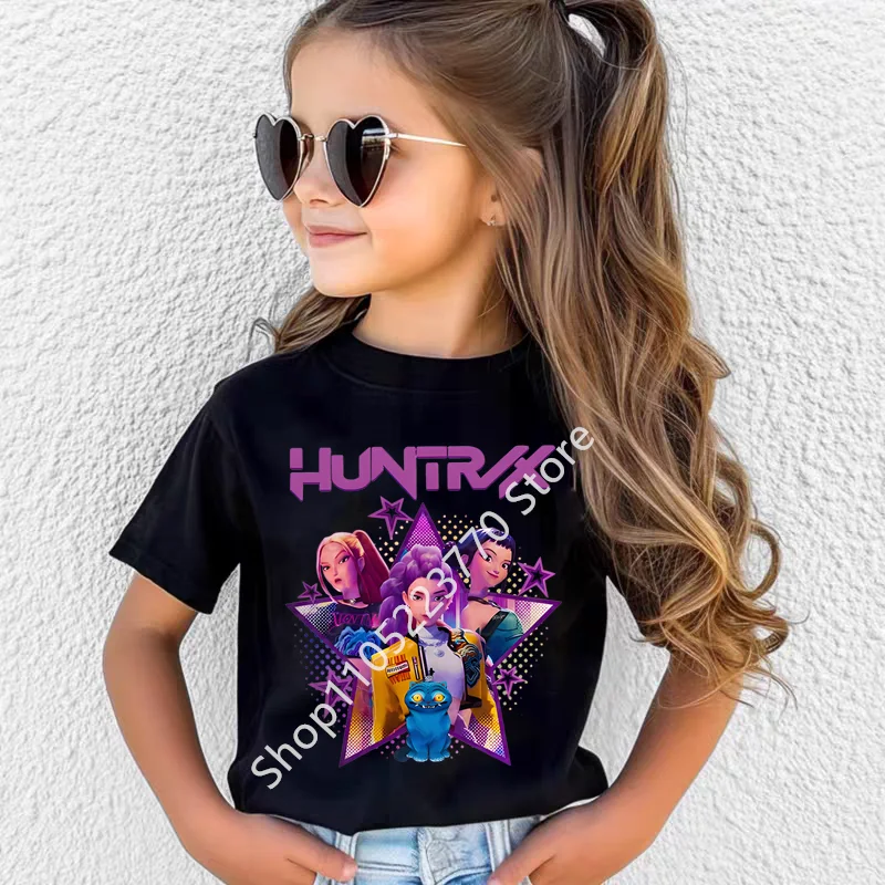 

Kpop Dem on Hunt Ers Print Graphic Tshirt Summer Kids Clothes 2026 Movie T Shirt Girls Boys Short Sleeve Top Comfortable T-shirt