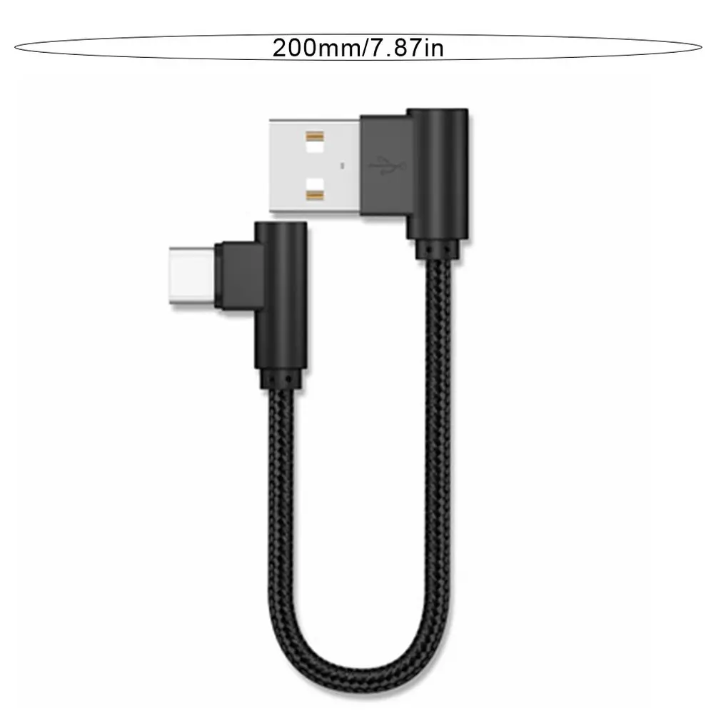 High Quality 25cm Usb To Type C Short 2.4a Fast Charging Cable Elbow 90 Degree Usb C Micro Usb Data Cable For All Smartphones