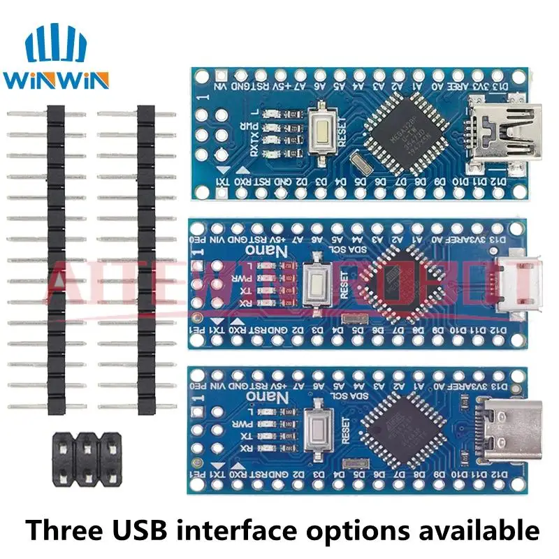 Mini / Type-C / Micro USB Nano 3.0 With the bootloader compatible Nano controller for arduino CH340 USB driver 16Mhz ATMEGA328P