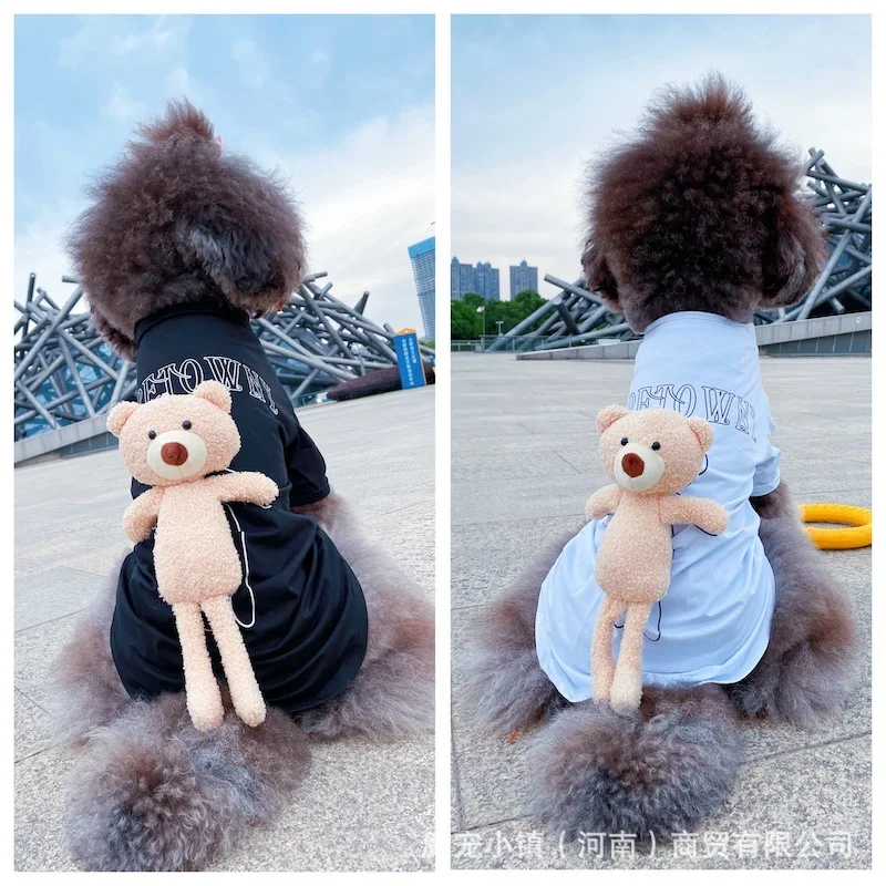 Family Clothes for Dogs and Owner Matching Outfits Pet Cat Clothes 3D Doll Bear T-shirt Short Sleeve Summer dog jacket