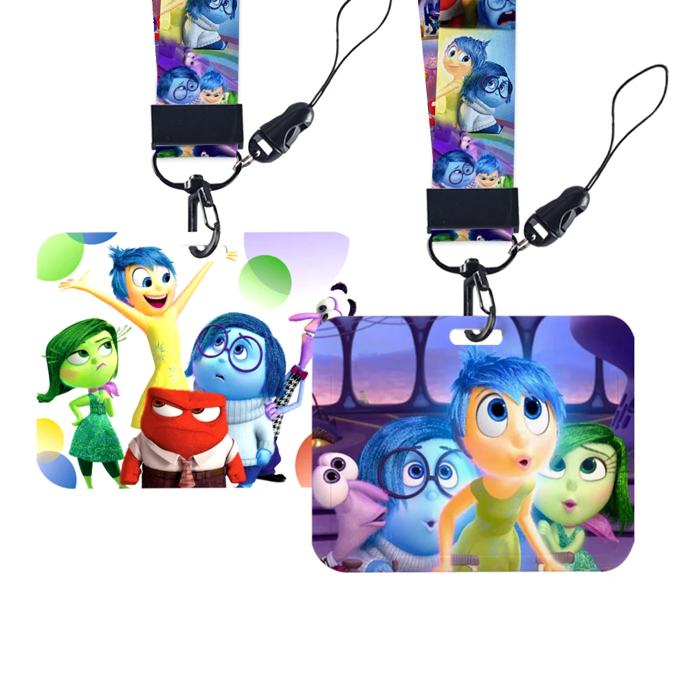 Disney Inside Out 2 Cute Horizontal Card Case Lanyard ID Badge Holder University Bus Pass Case Cover Slip Bank Card Holder Strap