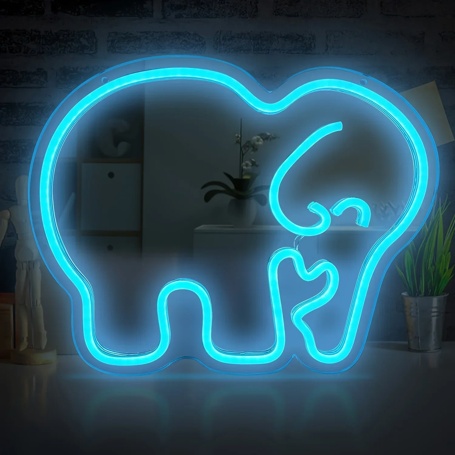 Elephant Neon Sign LED Neon Lights Sign For Room Decorations For Room Bedroom Man Cave Birthday Party Home Decor Powered USB