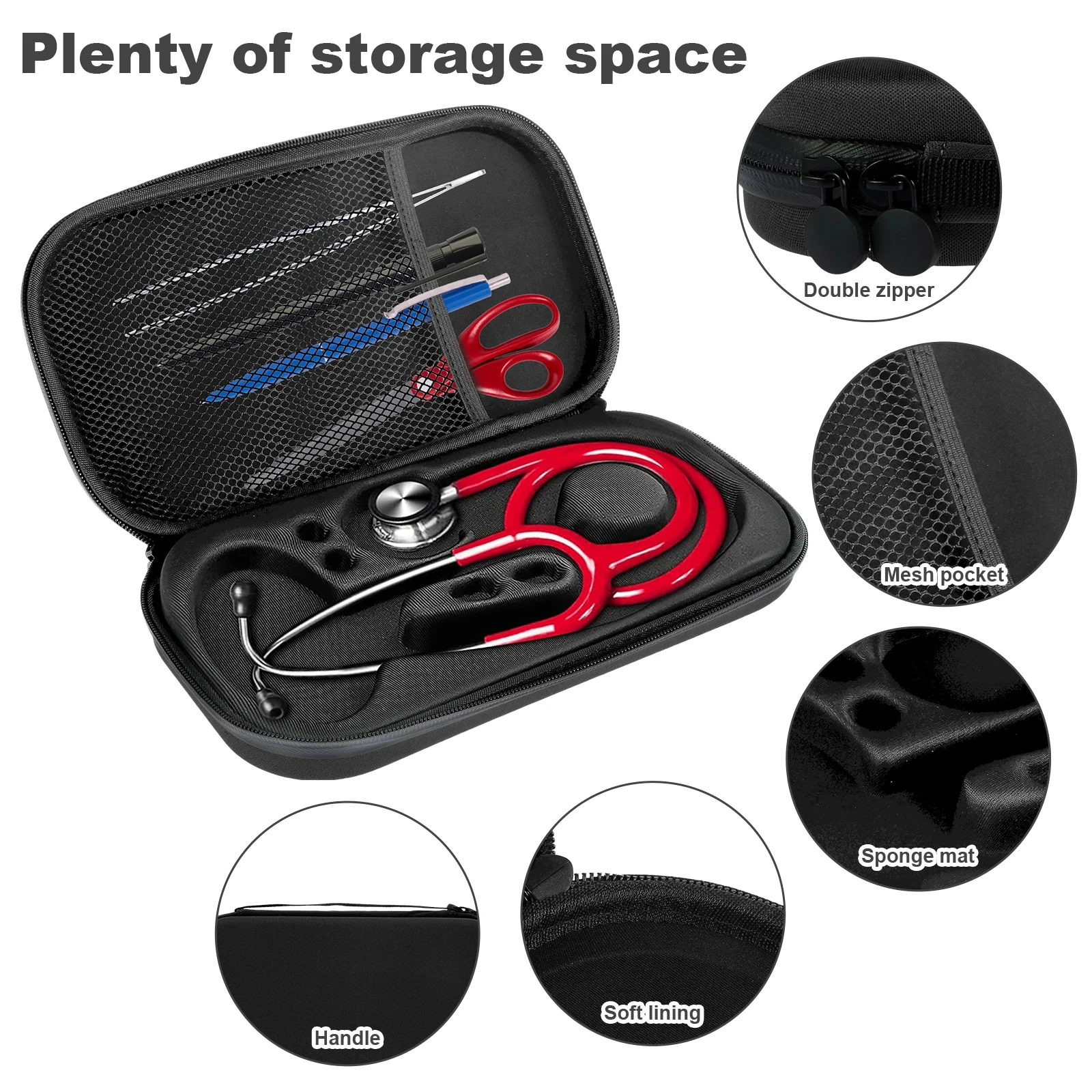 Stethoscope Storage Bag Waterproof Case Shockproof Travel Portable Carrying Case Lightweight for Nurses Doctors