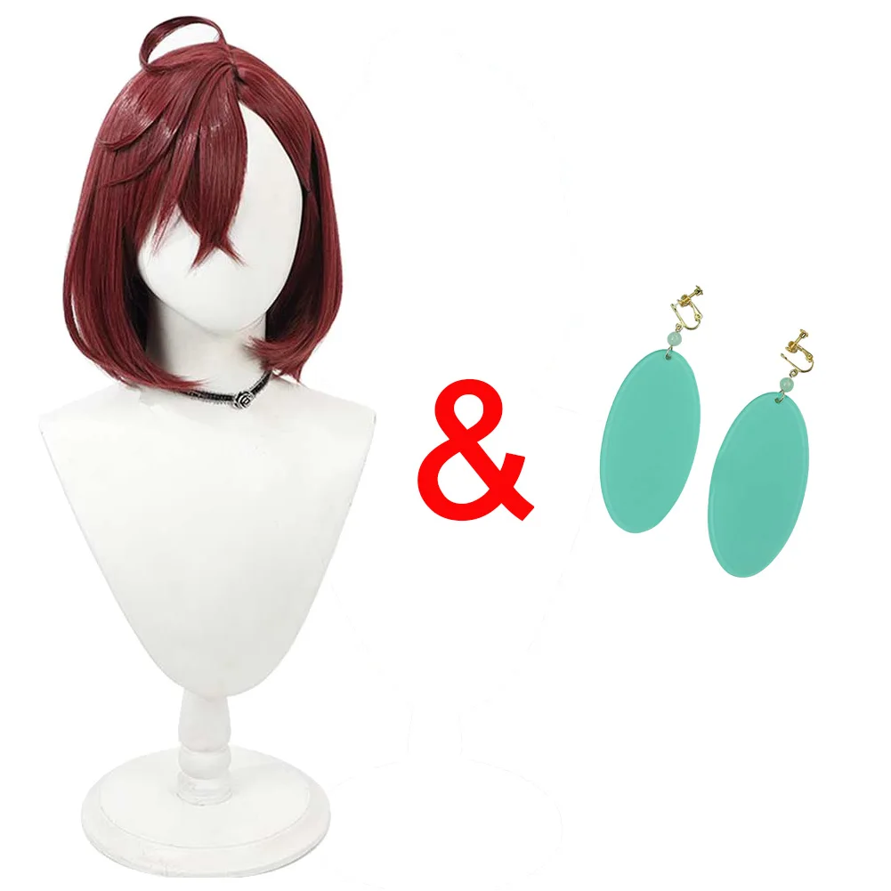 Momo Ayase Anime DAN DA DAN Cosplay Prop Brown Wig Blue Long Earrings Clip Women Girl Set Holloween Party Show Play Accessory
