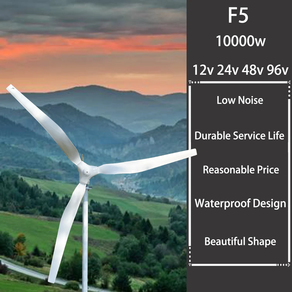 

BEIGOOD Wind Turbine 10000W 10KW High Efficiency Windmill With MPPT Charger/Hybrid Solar System For Home Use 3 Blades Horizontal