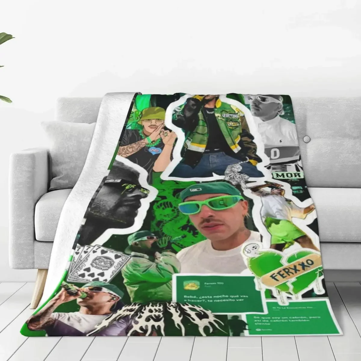 

Ferxxo Feid Singer Collage Blanket Fleece Decoration Multi Function Super Soft Throw Blankets for Sofa Outdoor Bedspreads