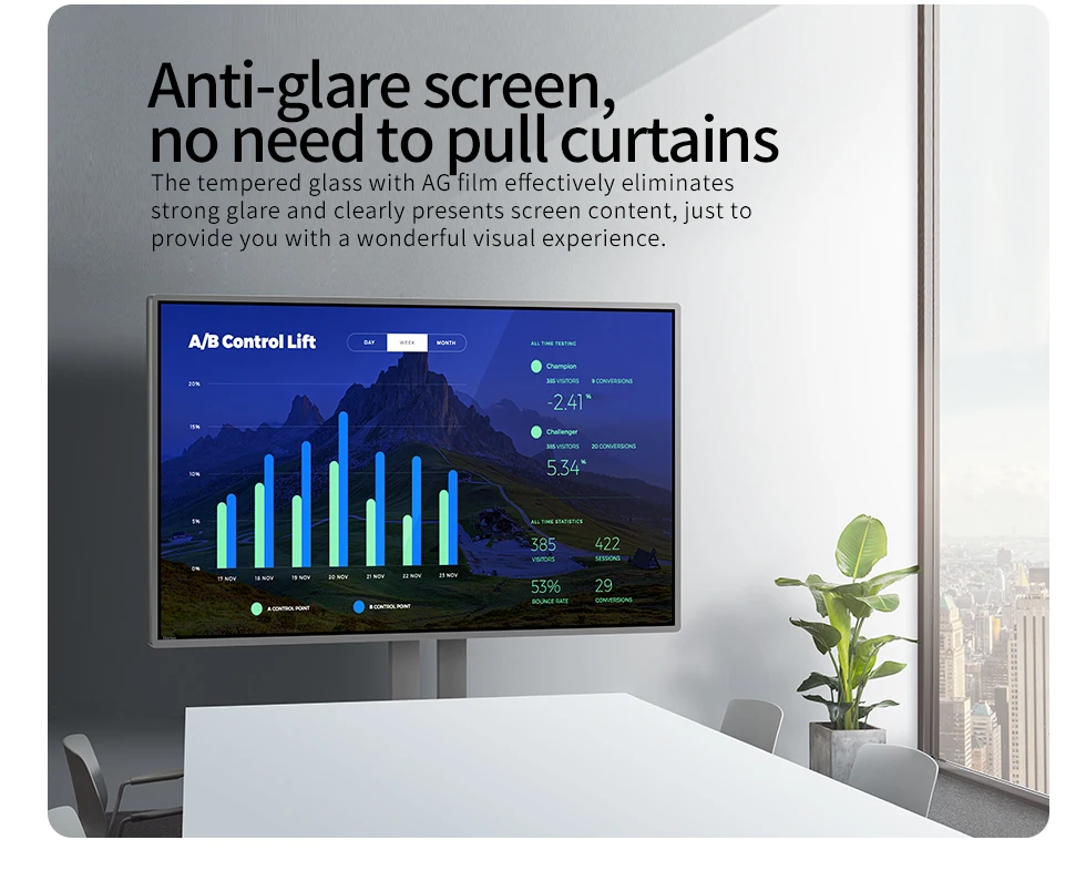 Tableau intelligent interactif LCD de 75 pouces, chariot de télévision Mobile mobile avec écran tactile multimédia, tableau blanc à écran plat interactif