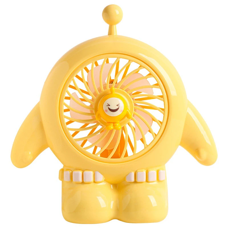 น่ารักการ์ตูนพัดลมชาร์จแบบพกพา 3-Speed Desktop Fan สําหรับห้องนอนสํานักงานกลางแจ้ง Camping ชาร์จนักเรียนพัดลมขนาดเล็ก