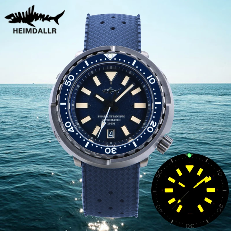 HEIMDALLR Titanium Tuna Dive Retro Men Watch Luminous Sapphire 200M Waterproof Ceramic Bezel NH35 Automatic Mechanical Men Watch