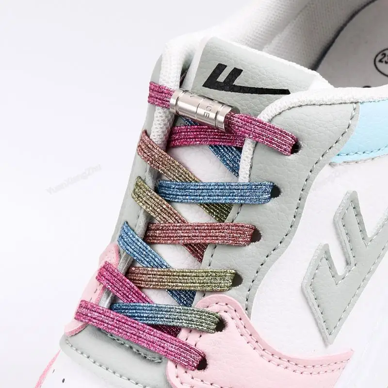 Rainbow Elastic Laces Sneaker No Tie Shoe laces New Capsule Lock Shoelaces without ties Kids Adult Quick Flat Shoelace for Shoes