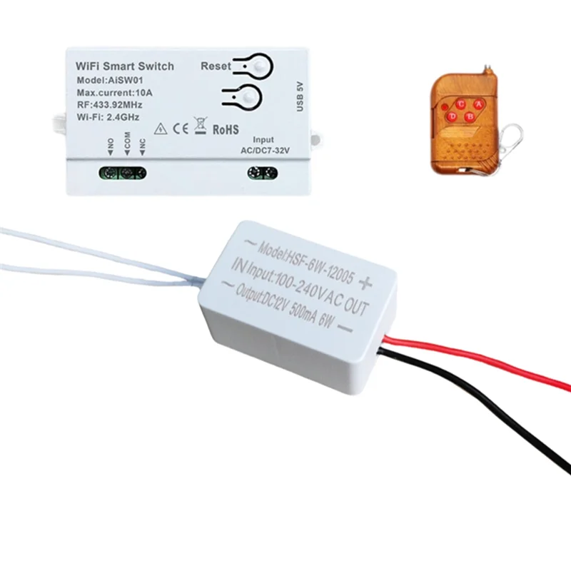 

ABMF-Умный Wi-Fi выключатель для Xiaomi Home APP, DIY таймер, 7-32В, умный пульт + конвертер 433 МГц, модуль домашней автоматизации Smartlife