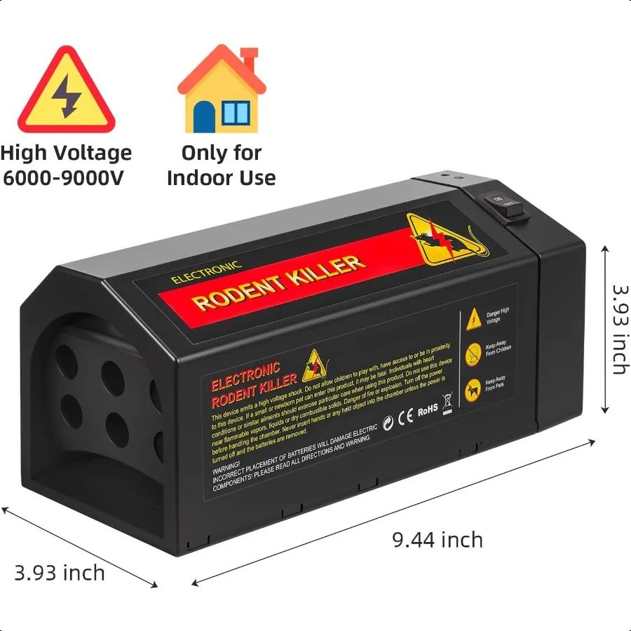 Electric Mouse Trap Zapper Powerful Rat Traps Indoor for Homes with AntiEscape Door Effective Reusable Humane Rodent Zapper Ele