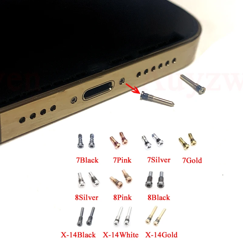 1Set Back Cover Screw For iPhone X XS XR XSMax 11 12 14 13 Pro Max 7 8 Plus Bottom Dock Connector Five Star Pentalobe Screws