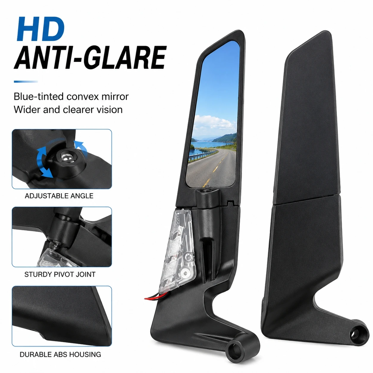 Motorcycle Wind Wing Fairing Mirror M10 Thread LED Turn Signal Rearview Mirror For Kawasaki Yamaha Honda KTM Sport Bike