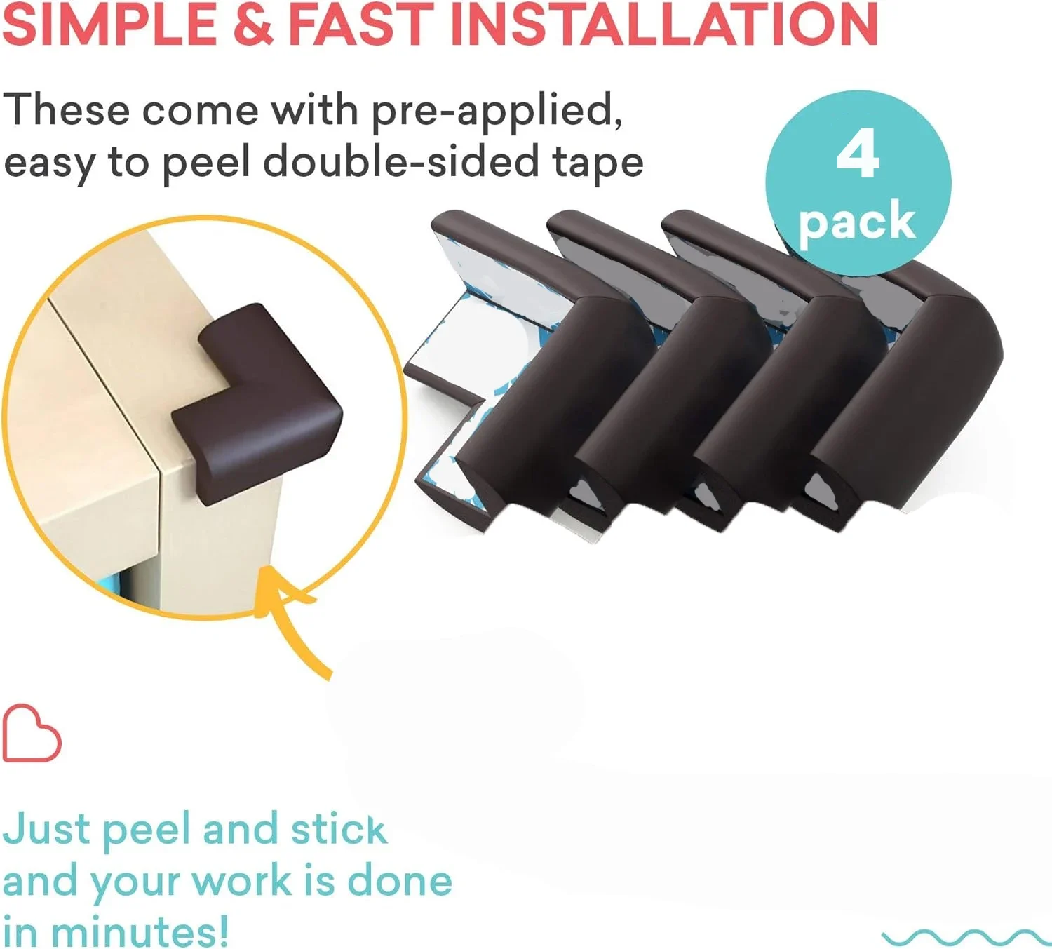 4 قطع من واقيات الزوايا الناعمة المقاومة للأطفال - واقي زوايا الطاولة المطبق مسبقًا لمصد أثاث سلامة الأطفال وحافة حادة 2027