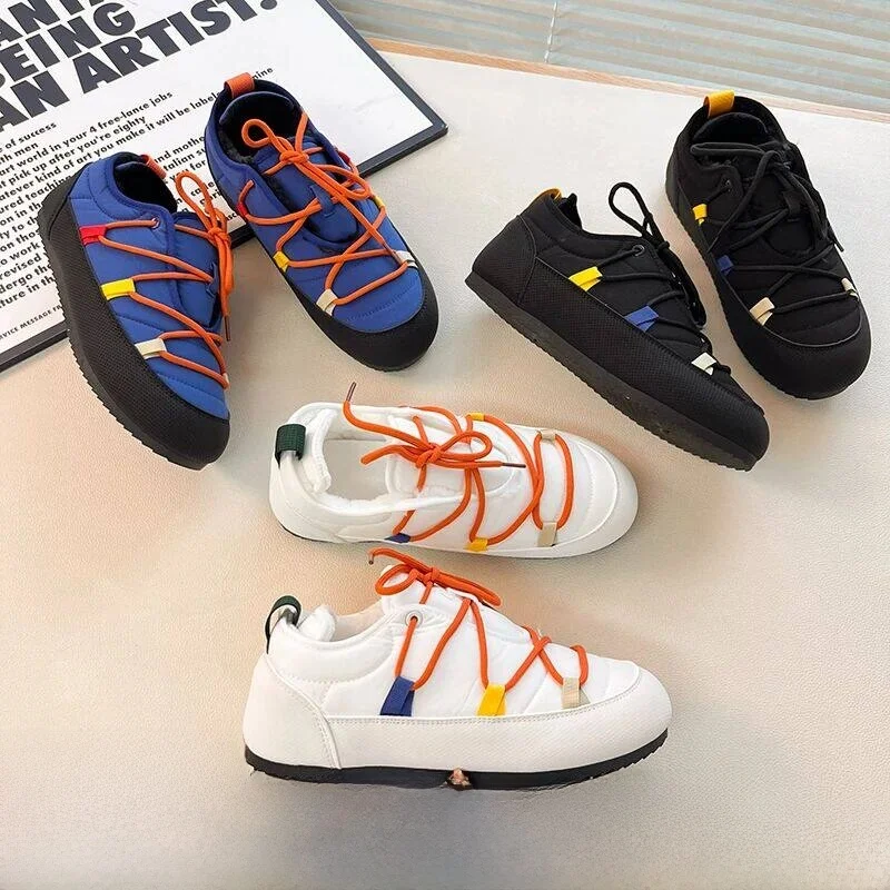 warm-fleece-lined-men's-winter-sport-shoes-dopaamine-color-cotton-shoes-fashionable-snow-boots-short-tube-korean-style