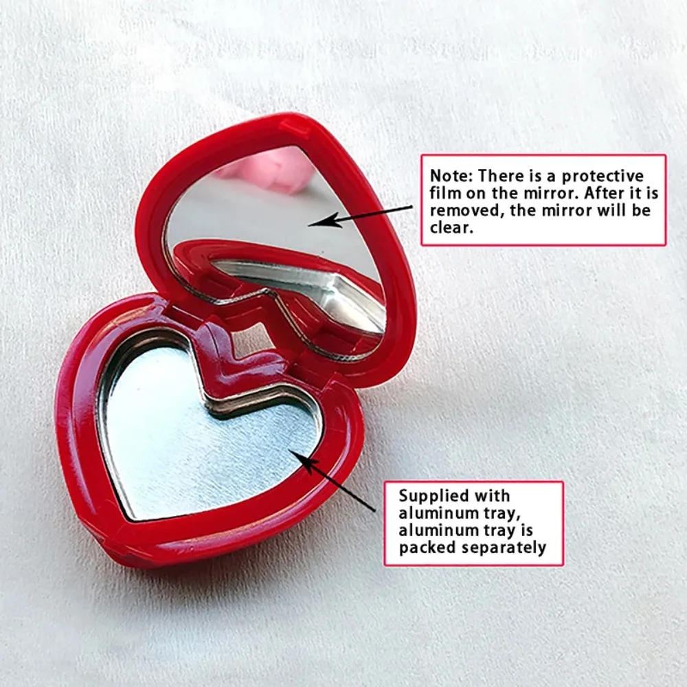 1 個ラブハート形空のアイシャドウケース詰め替え持ち運びが簡単なルージュ口紅ボックスミラー顔料パレット旅行