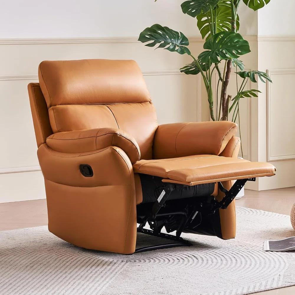 Recliner Chair for Adults,Top-Grain Leather, Ergonomic Genuine Leather Chair Living Room Chair with Lumbar Support Multilayer