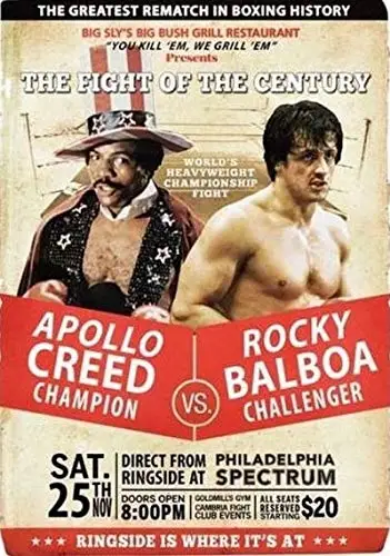 1pcs,Retro Metal Tin Sign Vintage The Fight of The Century Apollo Creed Vs Rocky Balboa Challenger Aluminum Sign for Home Co