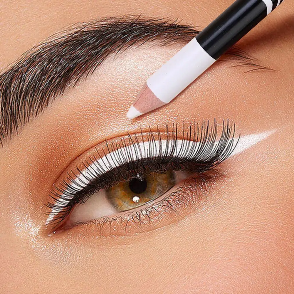 Soft White Eye Liner Pencil Long Lasting Waterproof Non-smudging White Eyeshadow Pen for Inner Corner Highlight Makeup