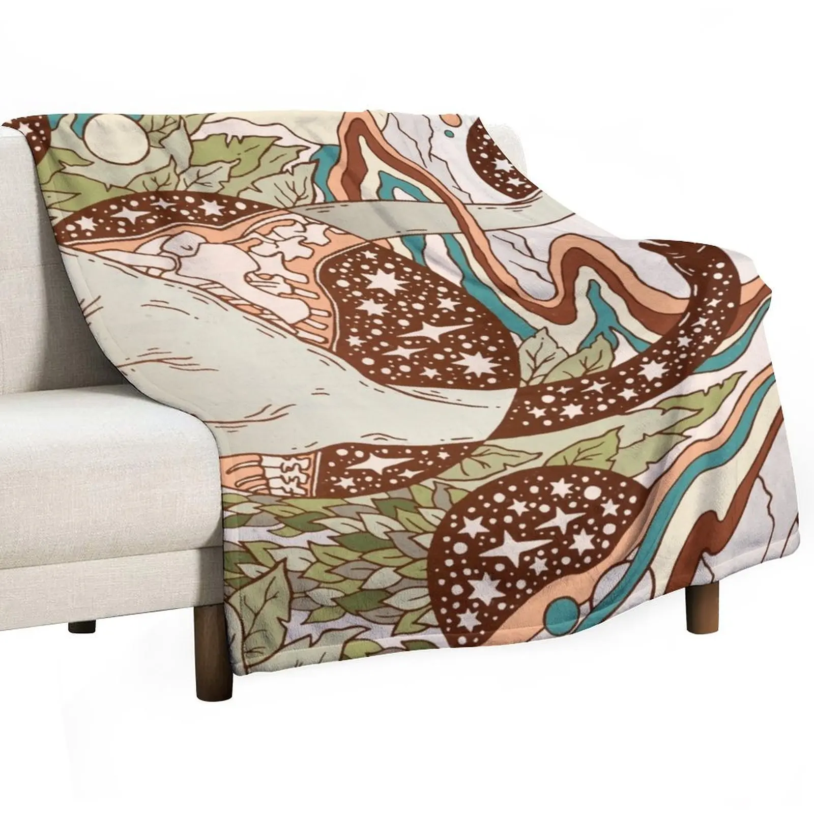 

Jurassic Portal | Retro Rainbow Palette | Dinosaur Science Fiction Art Throw Blanket Sofa Soft Big wednesday Flannel Blankets