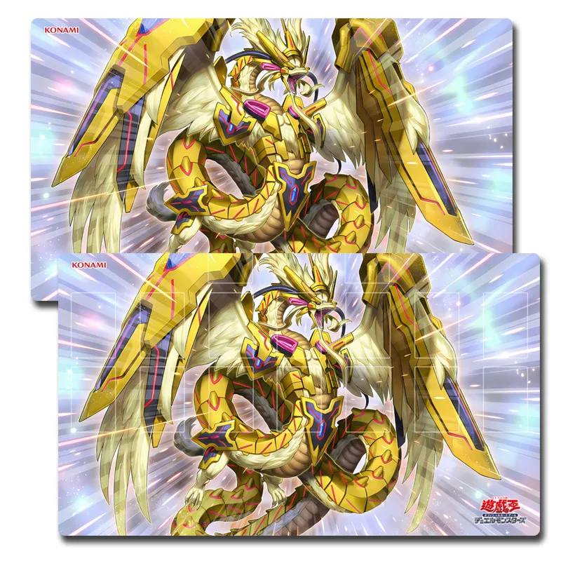 Yugioh Divine Golden Shadow Dragon Dragluxion Play Mat Yu-Gi-Oh! TCG OCG Trading Card Games Mat Duel Plate Rubber Card Mat