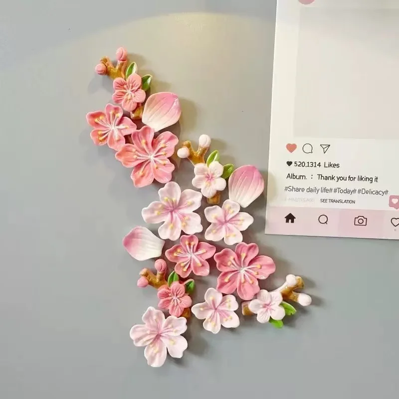 8Pcs Magnetic Cherry Blossom Refrigerator Magnet - Cute Flower Magnetic Decor for Home
