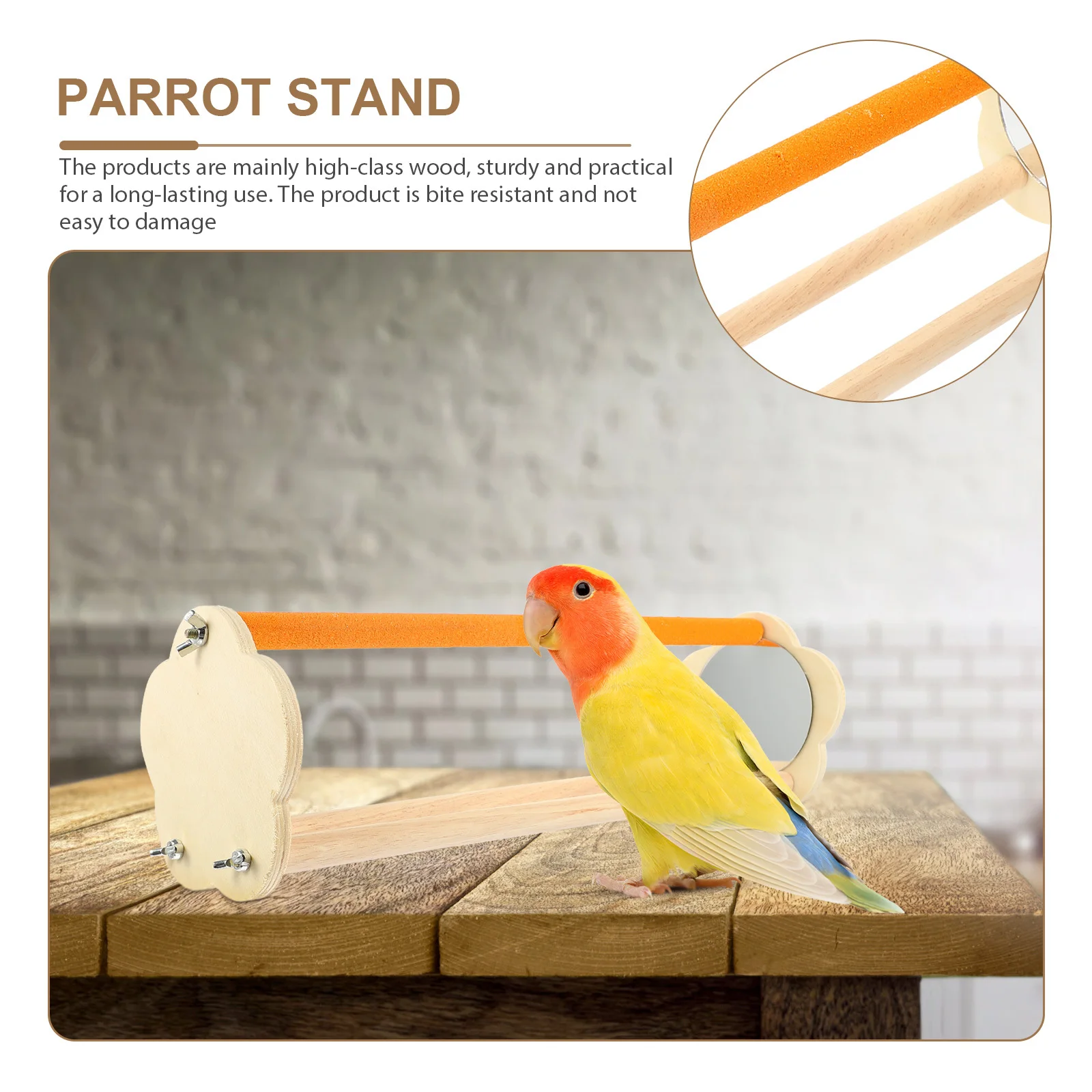 

Wooden Bird Stand Parrot Play Platform Stands Training Rack Perch Office Parakeet