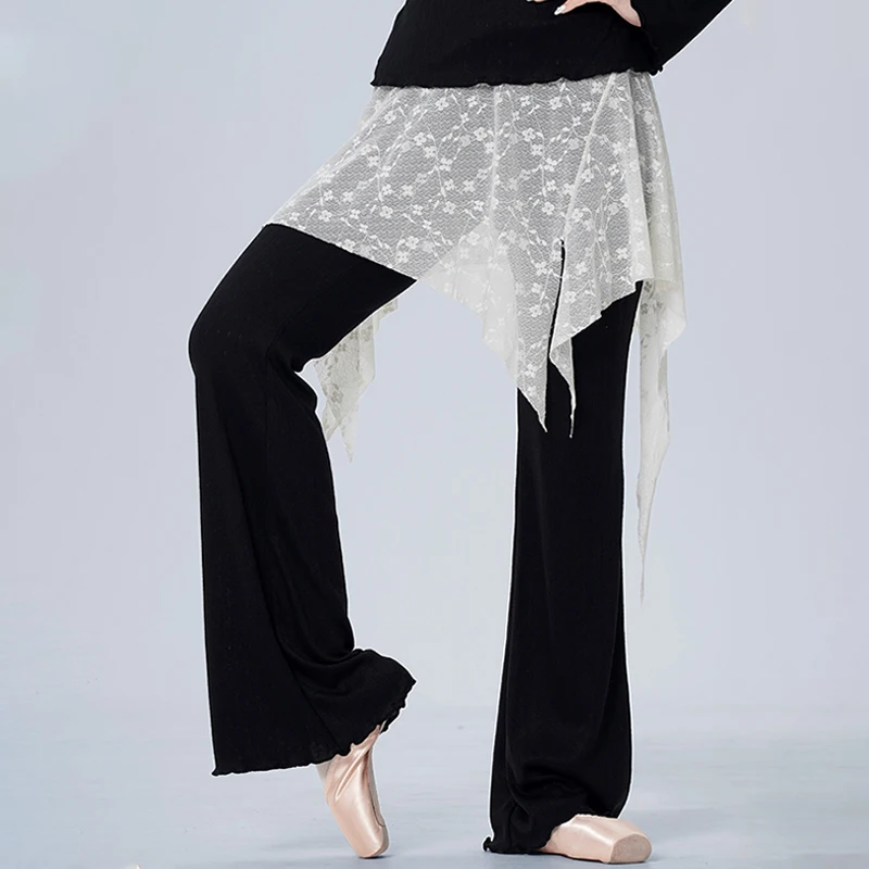 

Women High Waist Flared Pants Ruffled Ballet Pants Yoga Fitness Joggers Teen Girls Acrobatics Body Ballet Dance Trousers