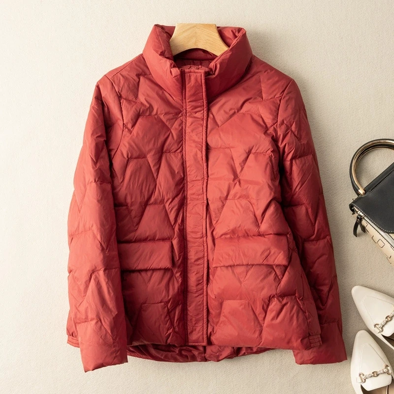 2026 New Autumn Winter Light Thin White Duck Down Coat Women Warm Stand Collar Down Jacket Ladies Bigsize Puffer Parkas Outwears