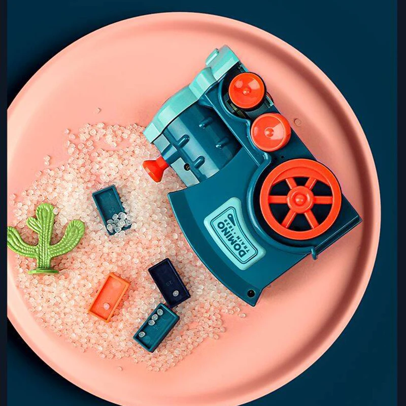 60pcs Domino Train Automatic Laying Electric Car Clips DIY Brick Blocks Kits Accessories Games Macaron Educational Toys Kids