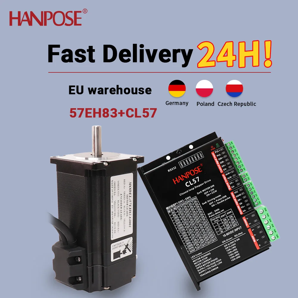 Image of HANPOSE NEMA23 Schrittmotor 57x83mm 4.0A 2.6N.m 57EH83A4001+CL57 für CNC-Fräsmaschine, geschlossener Regelkreis-Schrittmotor