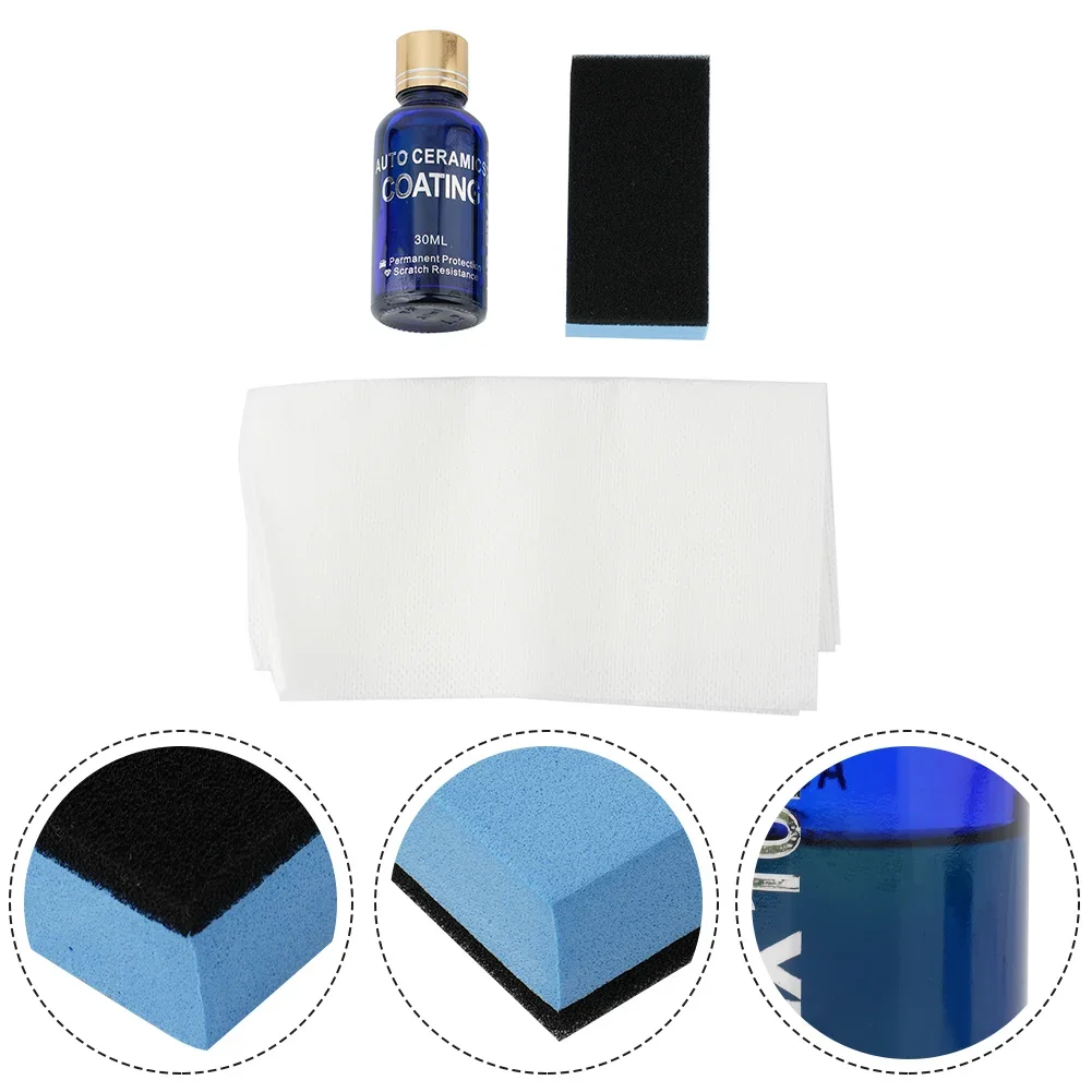 1set Automotive Liquid Ceramic Coating Sponge Towel Instruction Manual Kit 30mL 10H Hardness Car Repair Maintenance Parts