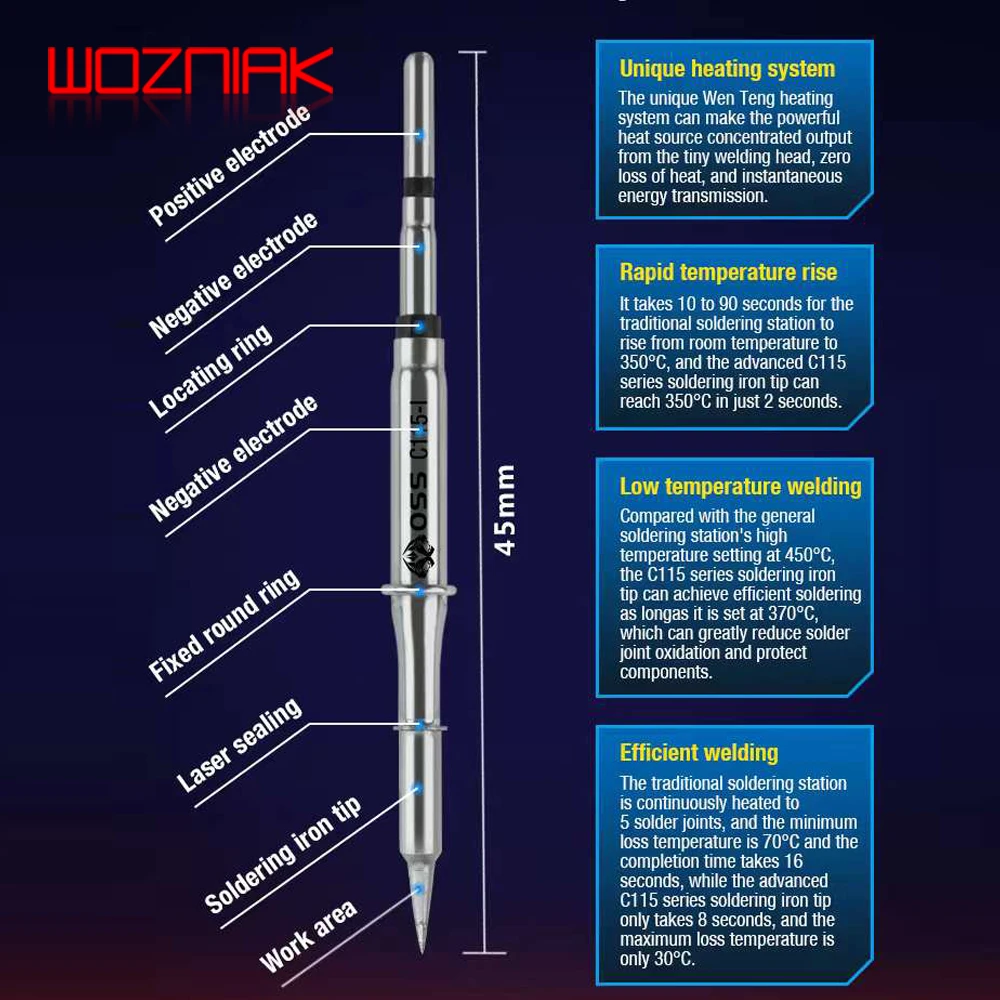 WOZNIAK OSS C115 C210 T245 Tips Universal T245 T210 T115 Soldering Station Compatible JBC SUGUN Maant GVM Handle Iron Tip