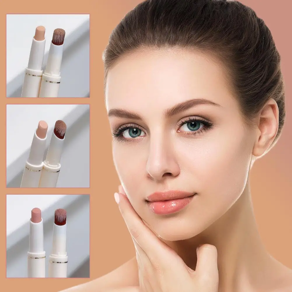 Doppelkopf feuchtigkeit spendender Concealer Stick mit Pinsel kreisen vollständige Abdeckung Make-up von Kosmetik Primer Creme dunkle Foundation j3n5