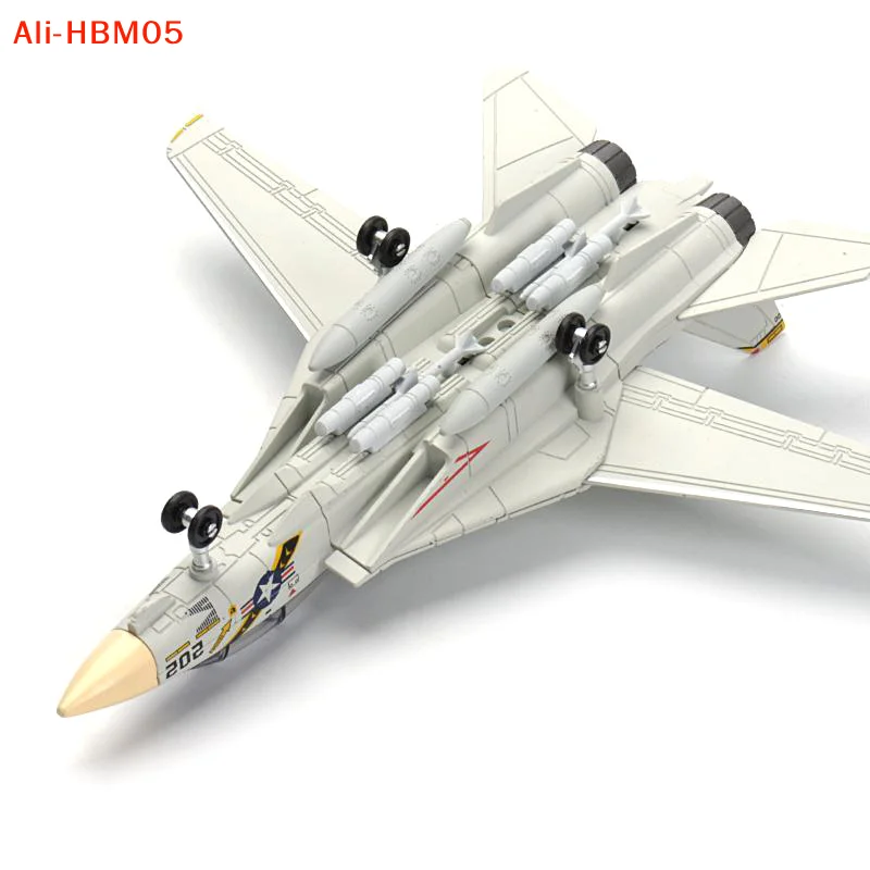 (HB05)1:72 Scale F-14 Tomcat Fighter Jet Model - White & Black ABS Plastic Aircraft With Detailed Design, 10.24inch Length