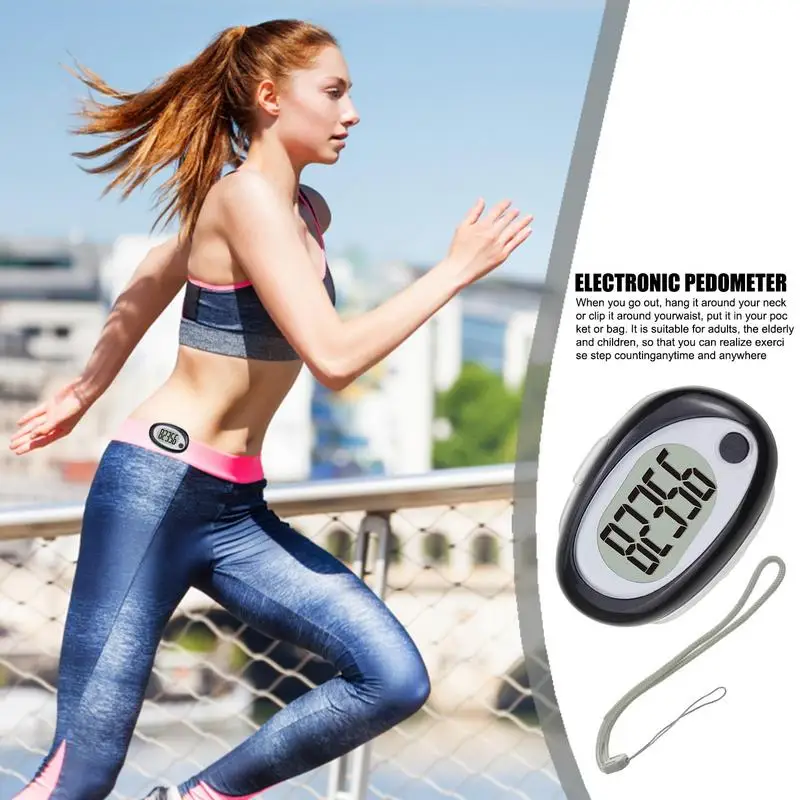 Step Counter Digital Display Pedometer With Clip And Strap Long Standby Time Seniors Pedometer With Error Correction For Running