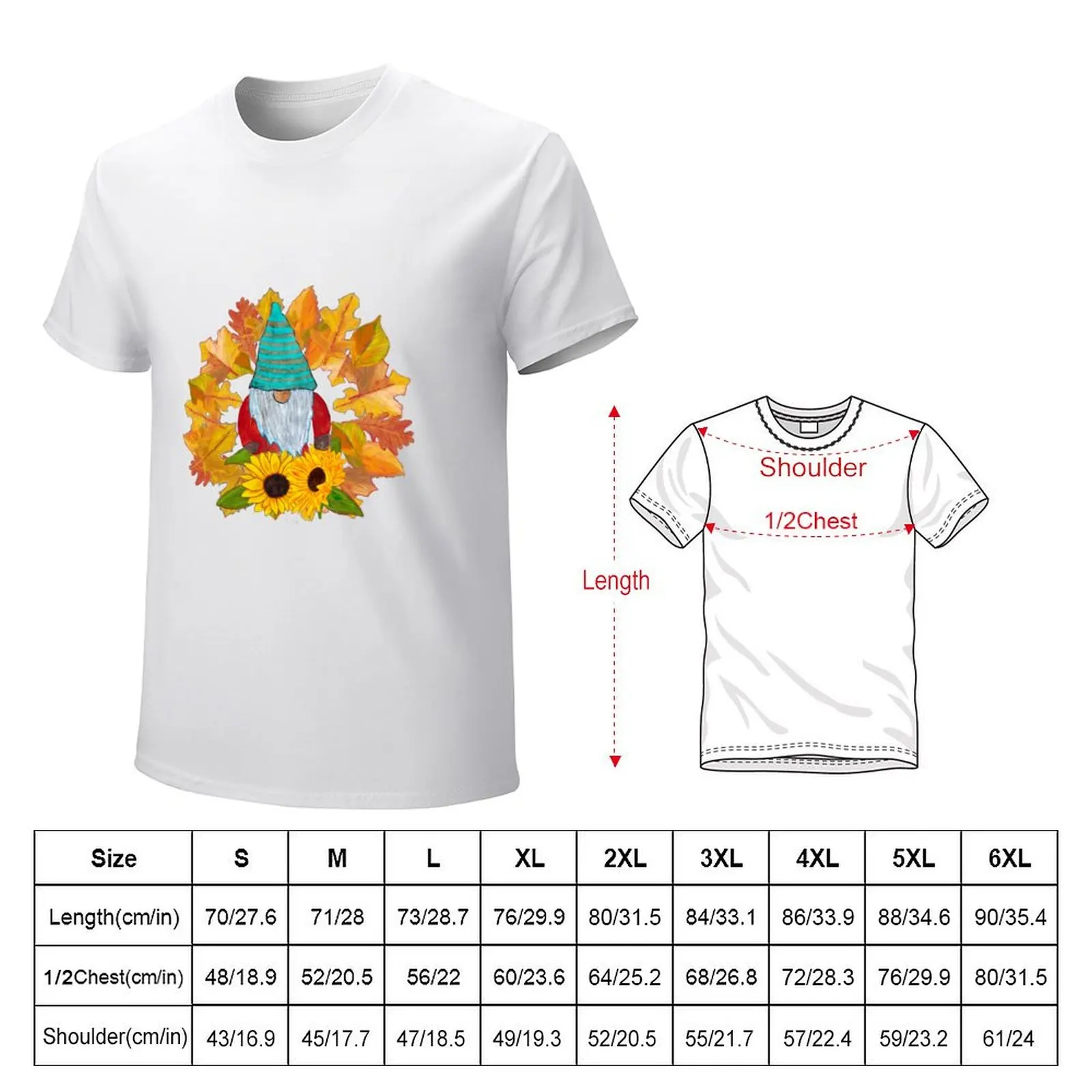 Wreath Gnome T-Shirt quick-drying oversizeds cute clothes blanks plain white t shirts men