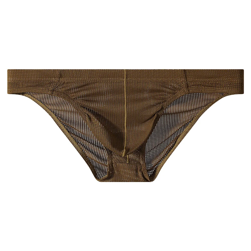 

Men Mesh Translucent Underwear Brief Bulge Pouch Bikini Hollow Low-Rise Calcinha Breathe Panties Solid Stretch Men's Underpants