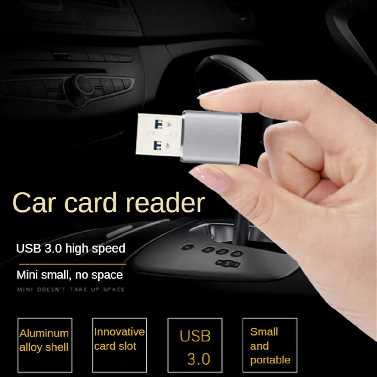T35C Mini USB 3.0 Memory Card Reader Adapter for Card/TF Card Reader Adapter Pc Computer Laptop Black