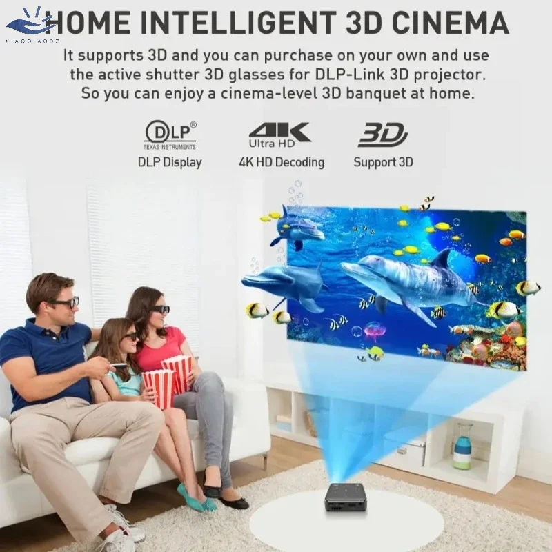 XIAOQIAODZ Mini proyector 4K P11 cine portátil DLP 3D Beamer USB 12V Android batería recargable de bolsillo Wifi Bluetooth móvil