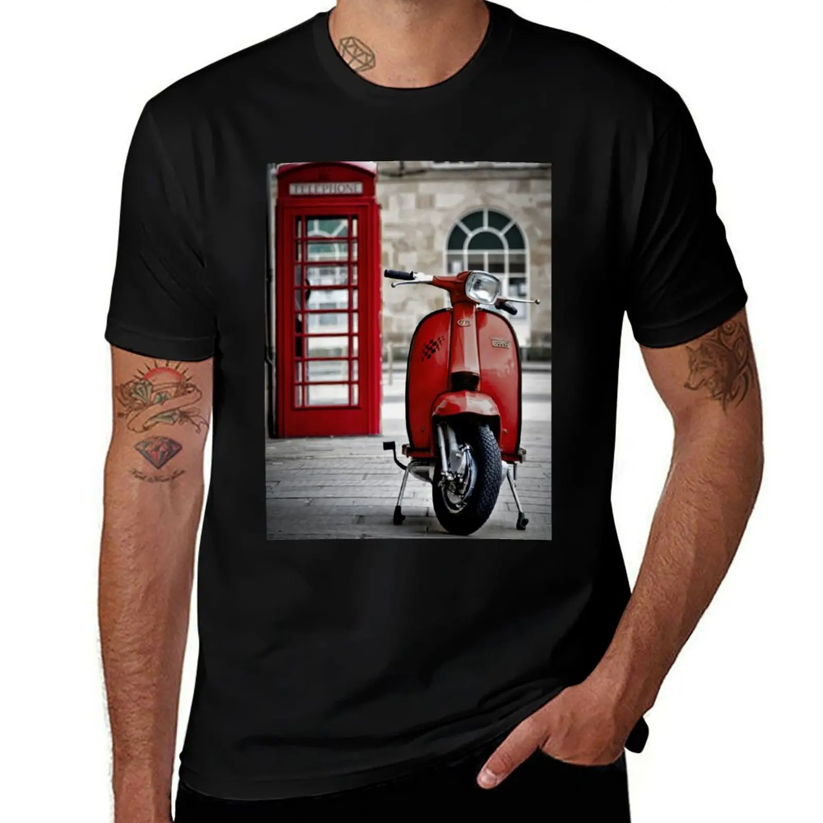 

Italian Red Lambretta GP Scooter T-Shirt Anime t-shirt graphics men clothing